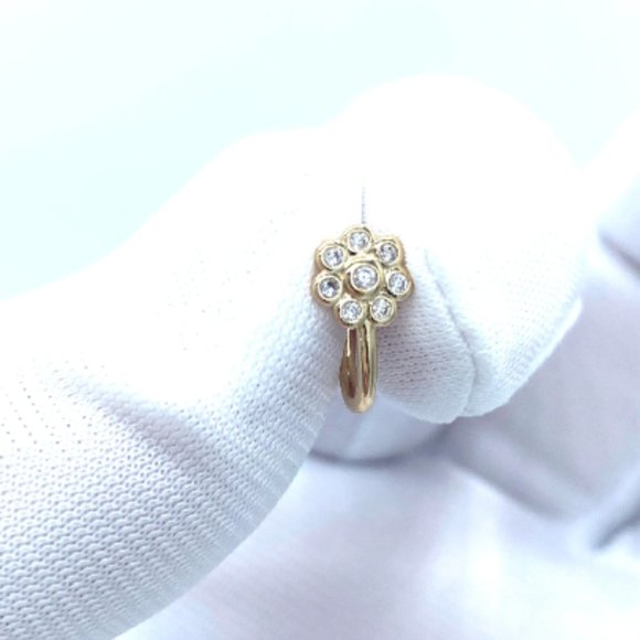 CZ Flower 24 KT Gold Plated Nose Cuff Fake Nose Rings No Piercing Jewelry - Picture 4 of 5